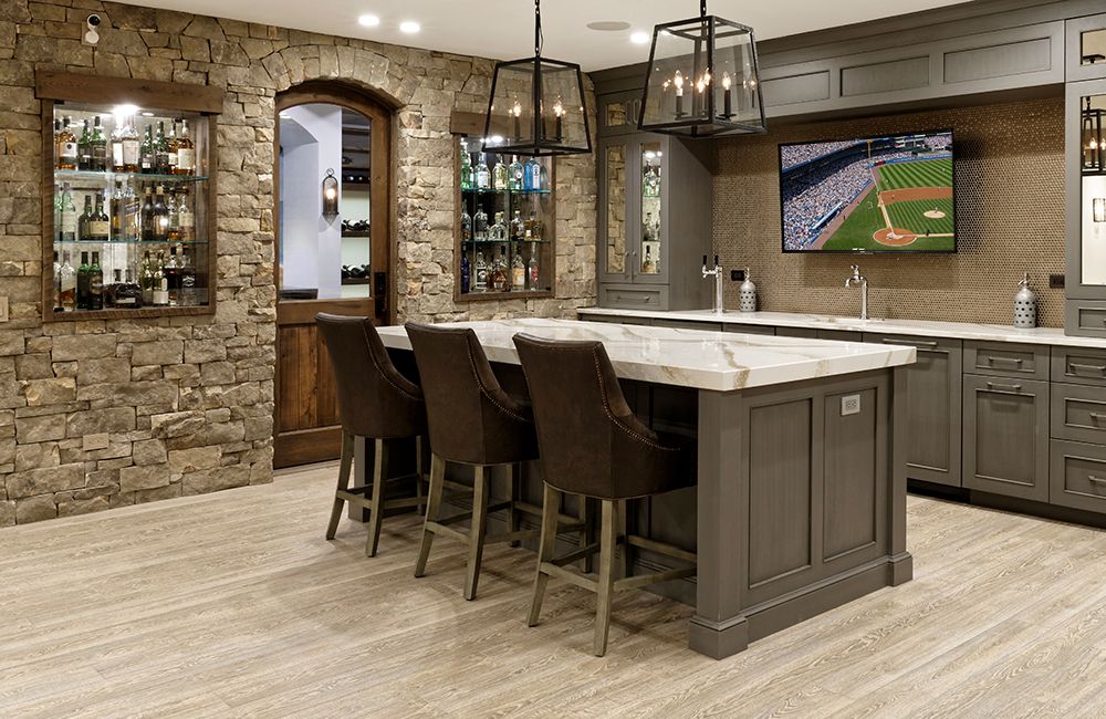 A basement bar is one option for a remodel or finish.