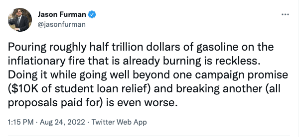 Tweet from economist Jason Furman